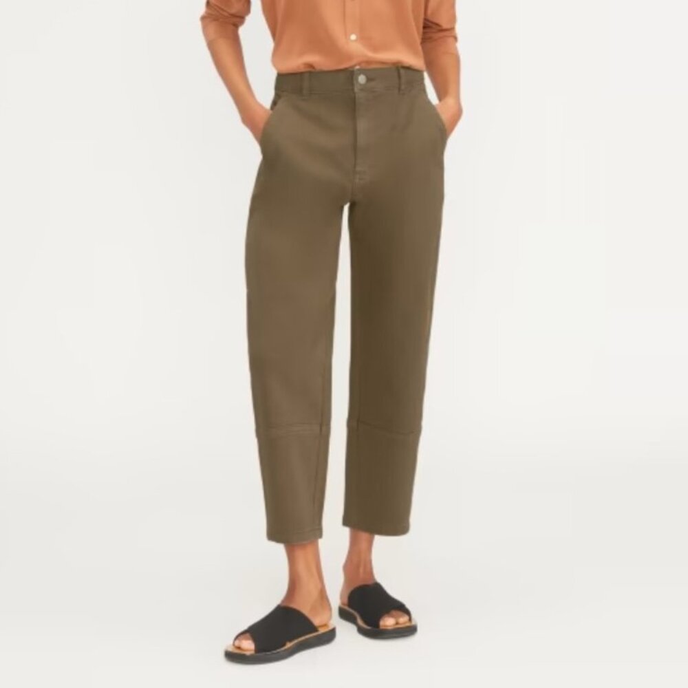 Everlane, The Utility Barrel Pant, 'Dark Moss' Olive Army Green,
